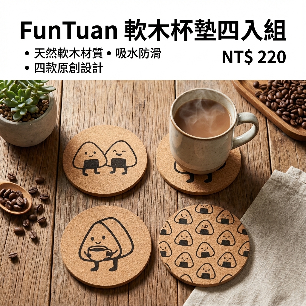 軟木杯墊四入組